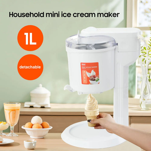 20W Electric Ice Cream Machine 1L Automatic Fruit Dessert Make Ice-Cream Cone Smoothie DIY Frozen Fruit Slush Ice Cream Sundae Making Machine For Home